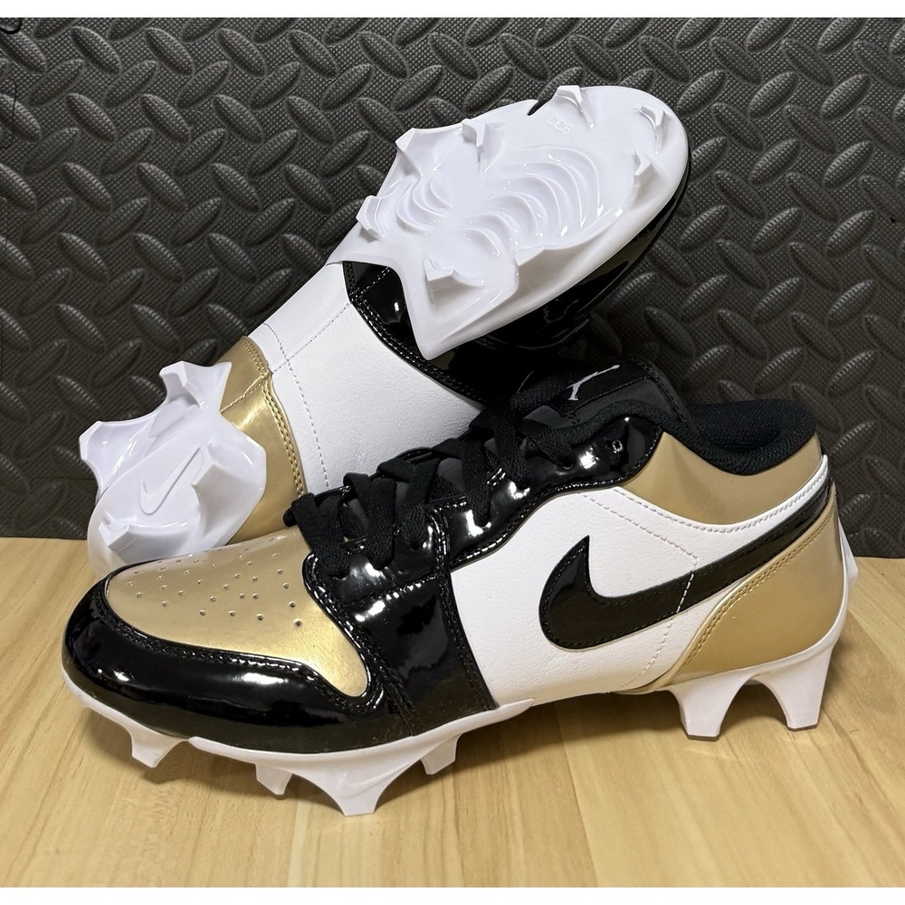 Air Jordan 1 Low TD Football Cleats FJ6245-701 Gold Toe Black Mens Size 9.5